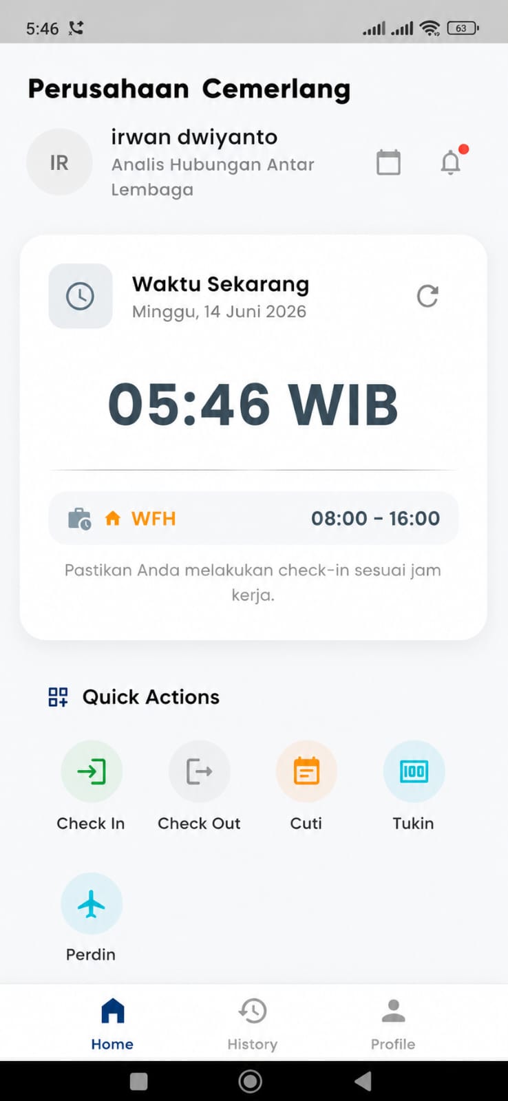 Aplikasi mobile absensi buatan Webdizt Solution